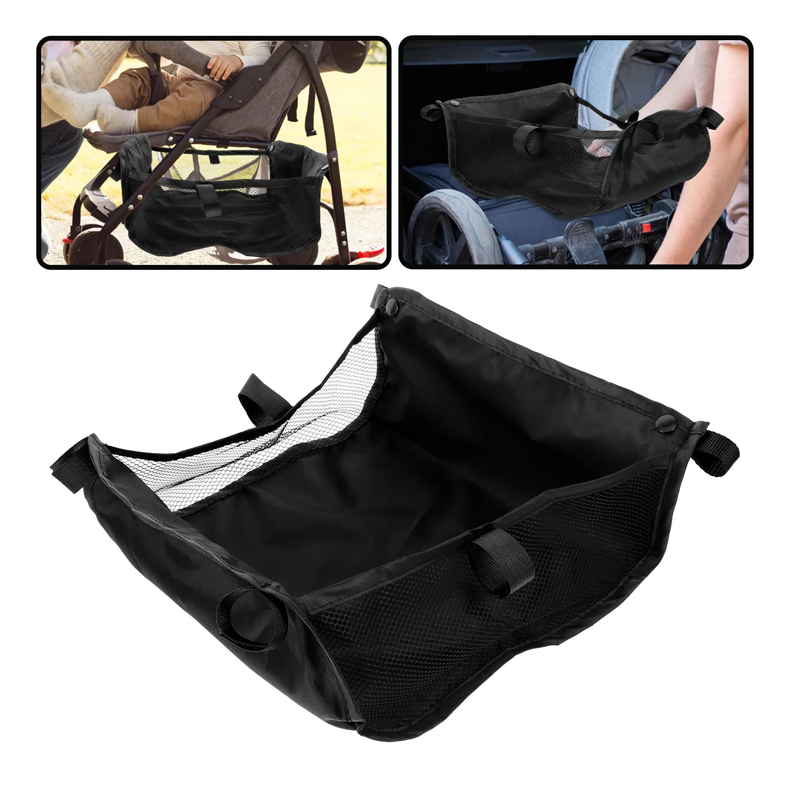 

Baby Stroller Storage Basket Oxford Cloth Wear Resistant Foldable Stroller Bottom Organizer Bag Large Capacity Storage