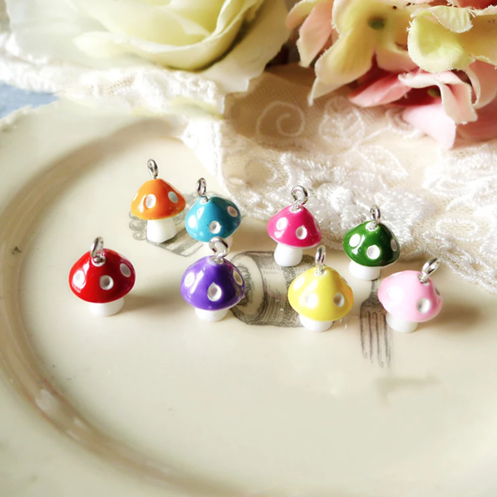 

Mushroom Pendants Mini Necklace Charm DIY Resin Crafts Jewelry Making Beads Gifts Pendant Set Decorative Accessories