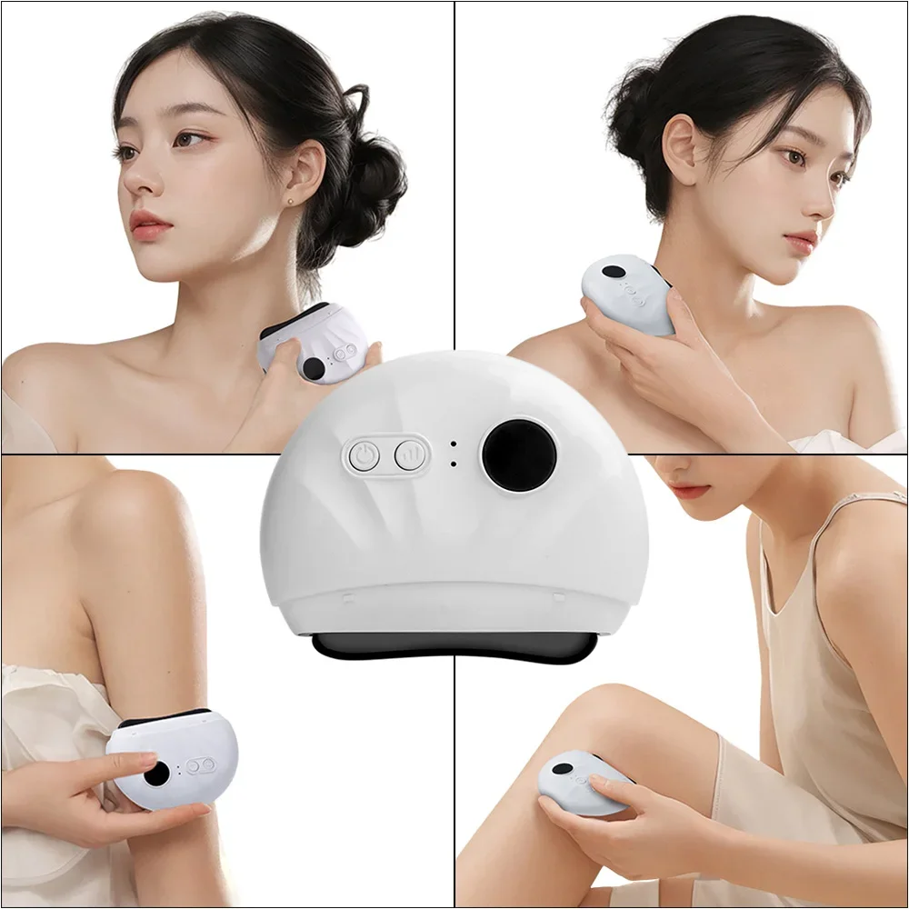 Electric Guasha Massager Hot Compress Eye Massager Bian Stone Heat Vibration Scraping Neck Face Skin Lift Removal Wrinkle Tool