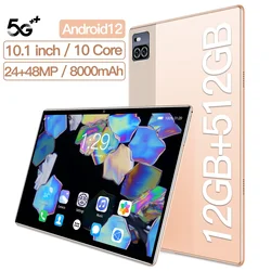 Nowy Tablet Pad Pro 12GB RAM 512GB ROM 10.1 Cal wyświetlacz HD Android 12 4G/5G podwójne gniazdo kart SIM 8000mAh baterii oryginalne tablety