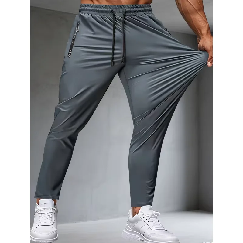 Men's Fitness Pants Zippered Pockets Stretch Sports Pants Running Daily Wear Casual Pants Jogger Man Football Fishing Gift Gym