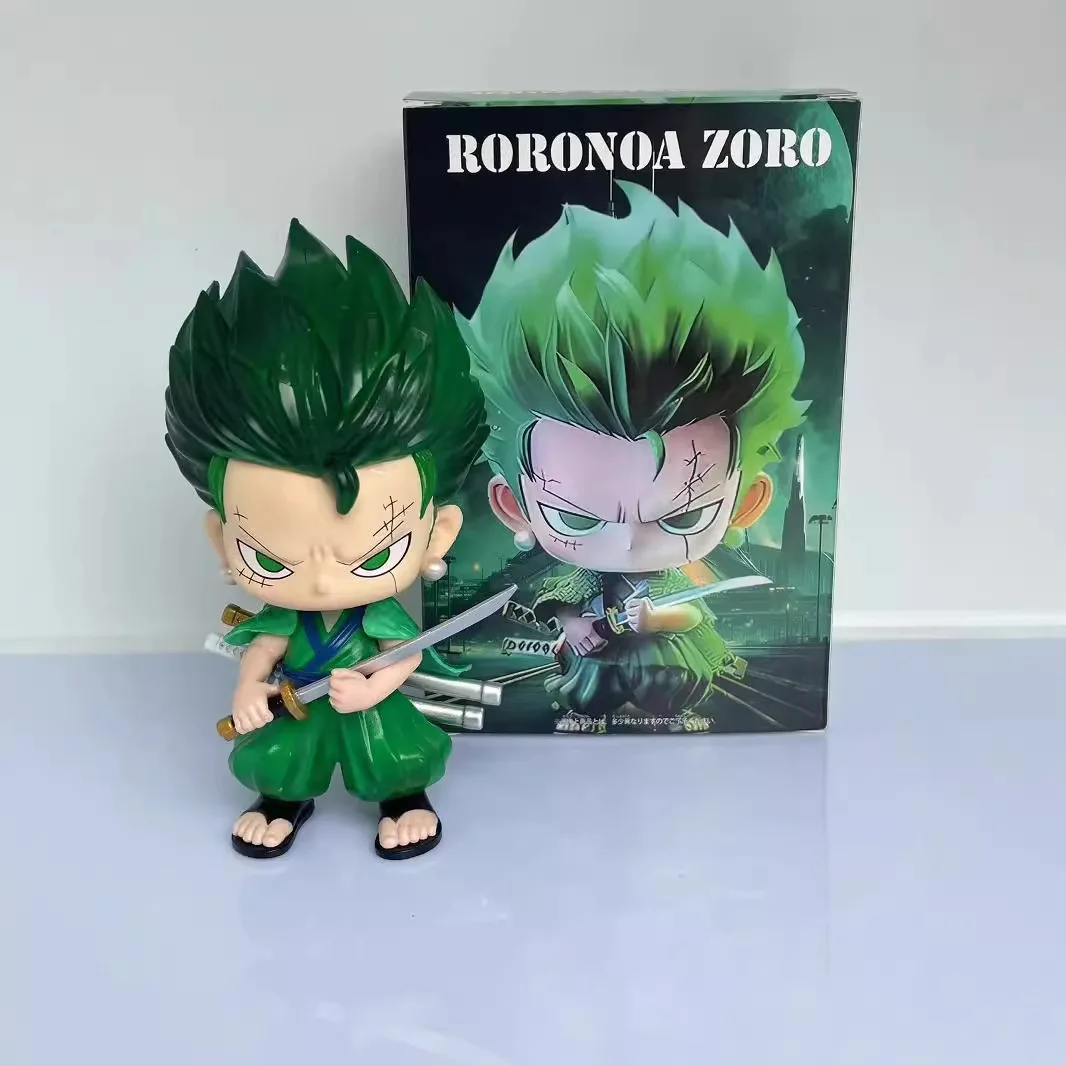 

One Piece Anime GK Cartoon Figure Q Version Zoro Peripheral Action Model Toy Doll Efigy Car Decoration Gift