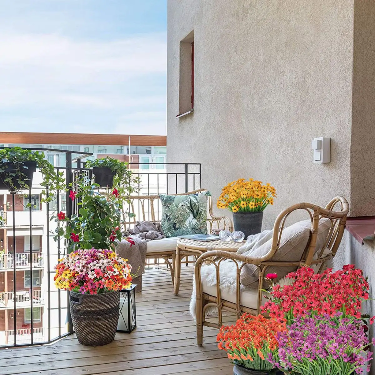 

Artificial Violet Flowers, 15 pcs Fake Flowers Plant Artificial Violet Flowers Uv Resistant Faux Bouquet Decor for Home Decor