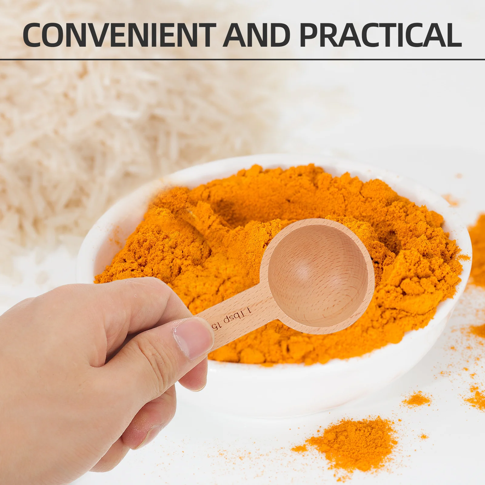 

3Pcs Beech Wood Measuring Spoons Set Ergonomic Handle Smooth Finish for Coffee Beans Tea Sugar Spices Ground Coffee Scoop