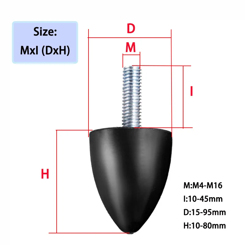 1pcs VV/VP/VD/VE-Type Male Thread Rubber Shock Absorber Crash Pad M3 M5 M6 M8 M10 M12 M16 Damper Anti Vibration Isolation Mount
