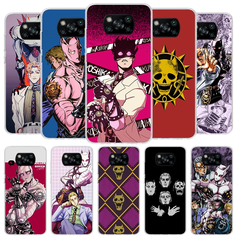 JoJo Adventure Killer Queen Cover Phone Case For Xiaomi Poco X6 X5 X4 Nfc X3 Pro F6 F5 F4 Gt F3 F2 F1 M5S M4 M3 Soft Fundas Shel