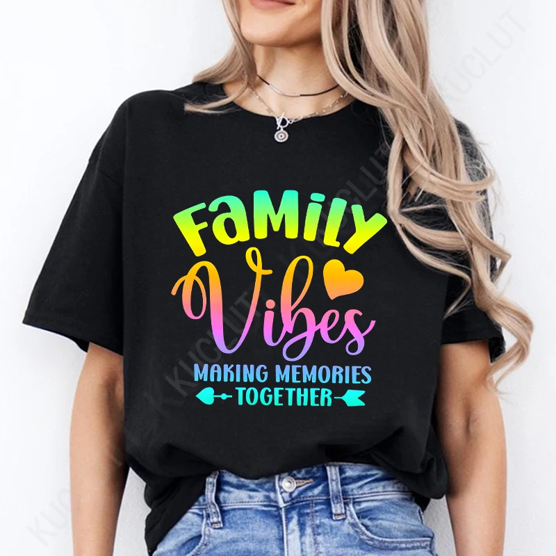 Family Vibes 2025 Unisex T-shirts Kids Outfits Family Matching Tops Cruise Vacation Tshirts Vacay Making Memories Together Tees