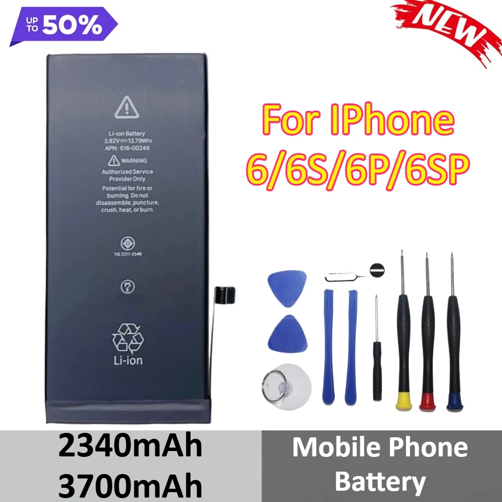 

New 2340mAh 3700mAh Battery for IPhone 6 6S 6P 6 Plus 6S Plus Mobile Phone Batteries +Tools