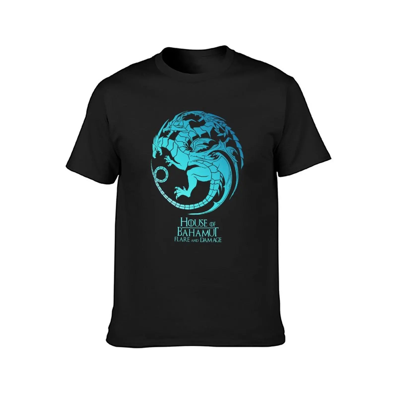 House of Bahamut. Flare and Damage (grey turquoise). T-Shirt sports fans customs design your own mens graphic t-shirts pack