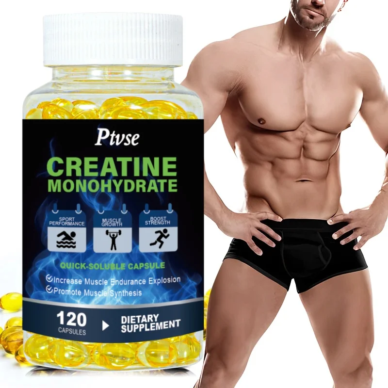 Ptvse Monohydrate Creatine Capsules Strength Muscle for Adults Endurance and Energy Support Enhance Athletic Performance