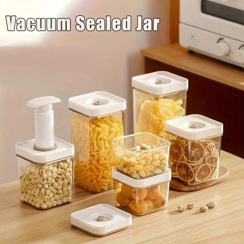 ​Vacuum Sealed Jar Coffee Bean Storage Bottle Kitchen Organization Container Transparent Food Grains Beans Tea Fresh Storage Jar