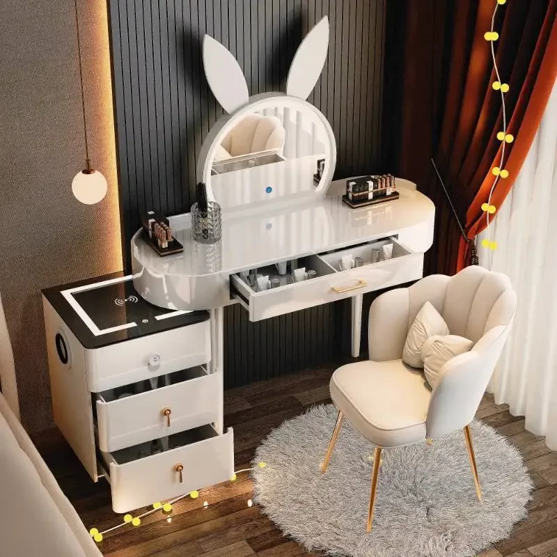 

Simple Natural Vanity Table Dest Storage Mirror Saving Dresser Makeup Vanity Desk Small Wood Penteadeiras Bedroom Furniture