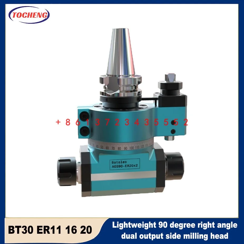 

Lightweight 90 degree right angle dual output side milling head BT30 ER11 16 20 angle head small CNC milling head