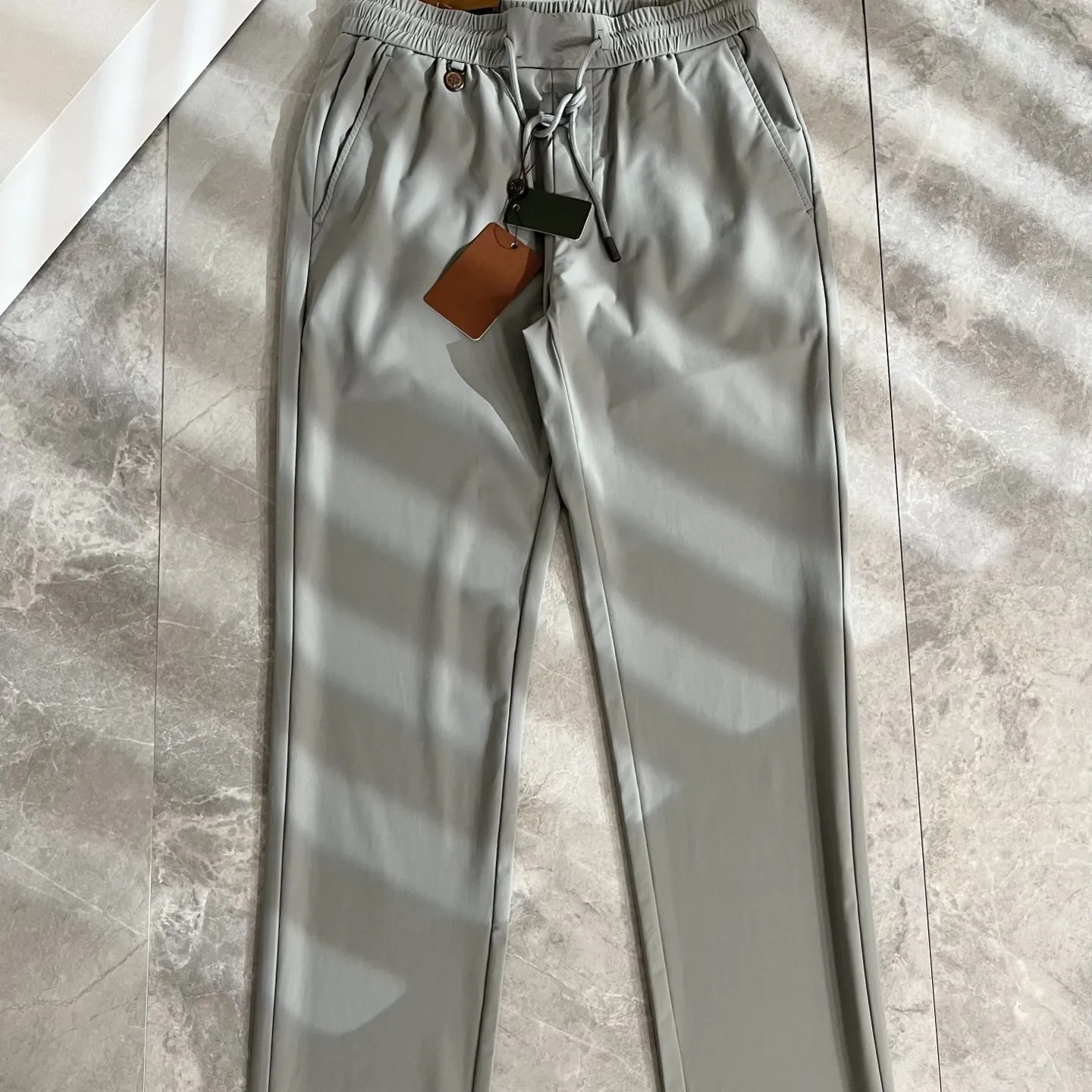 

Italian LP 26 spring and summer new versatile solid color breathable drawstring straight trousers micro-elastic casual pants