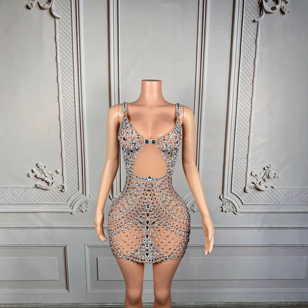 Costume discoteca bar reggicalze con diamanti pieni abito lungo in rete modello femminile passerella ragazza gruppo compleanno abiti strass di lusso