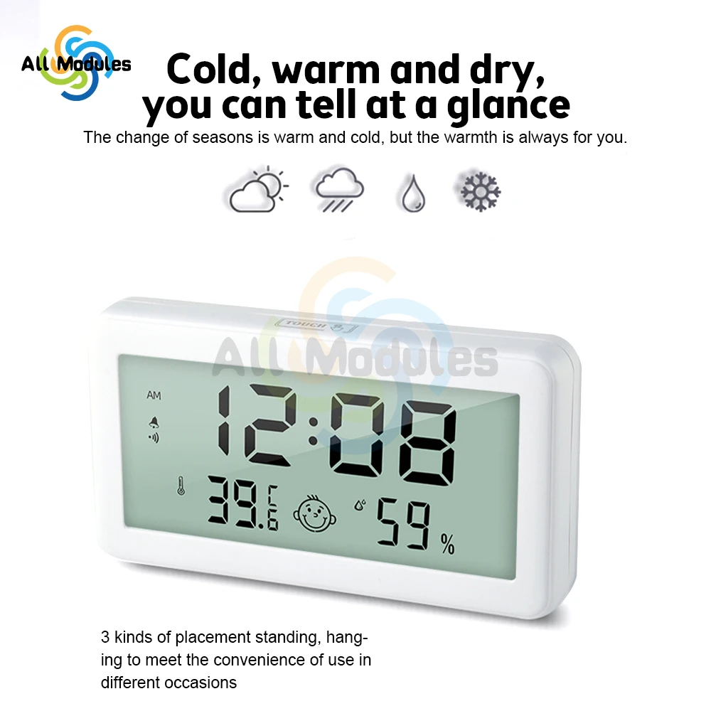 New Smiley Face Electronic Thermometer Hygrometer Luminous Home Office Thermometer Humidity Meter Luminous Smiley Face Display