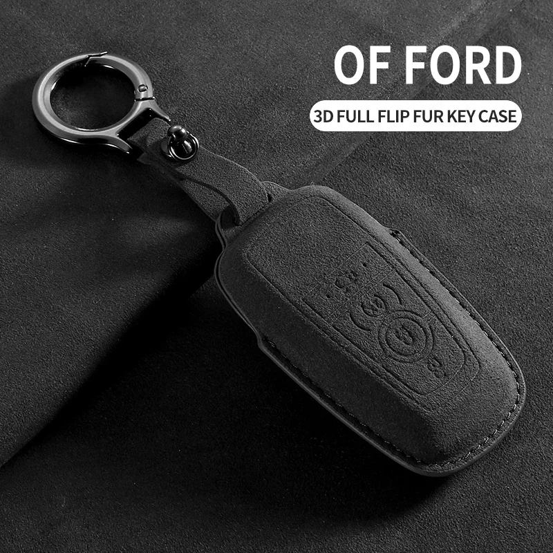 

Car Key Case For Ford Fusion Mustang Explorer F150 F250 F350 EcoSport Edge S-MAX Ranger Lincoln Mondeo Suede Car Keychain