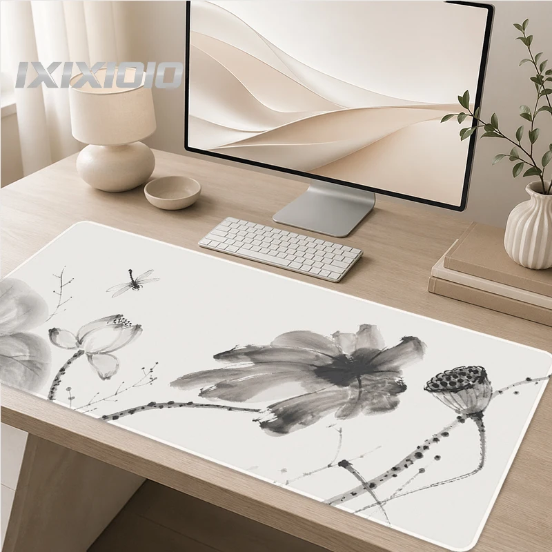 Mouse Pad Ink Lotus Gamer XL Computer Custom Large Mousepad XXL Desk Mats Carpet Natural Rubber Non-Slip Soft PC Mouse Mats