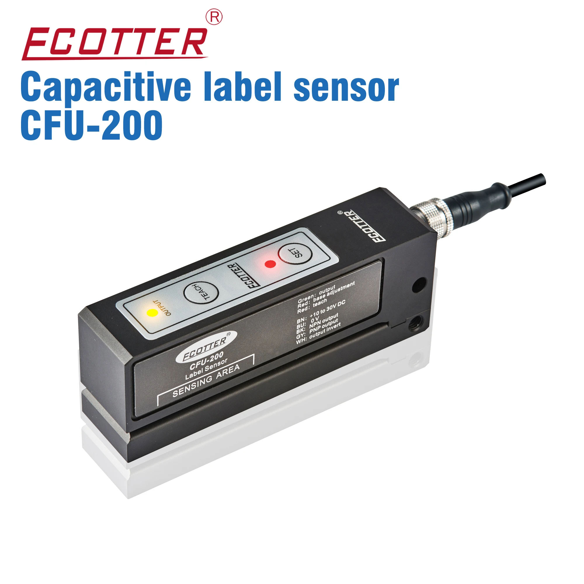 ECOTTER CFU-200 High speed frequency accurancy Transparent gold stamping label self-learning capacitive sensor