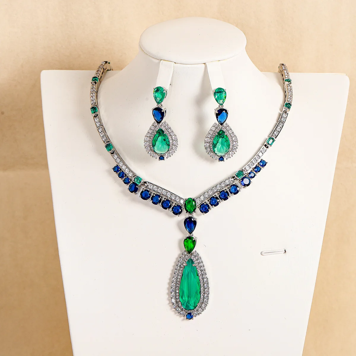 

HIBRIDE Hot Selling High Quality Jewelry Necklace Earrings 2 Piece Women's Dress Set Suitable for pai Wedding Host Gift S-924