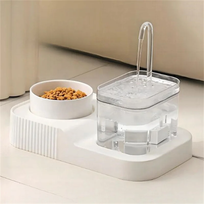 Feeding and Water Fountain 2 In 1 Cat Ceramic Bowls Kibble Food Dispenser Feeders Dog Drinker Small Drinking Fountain Cats Stuff