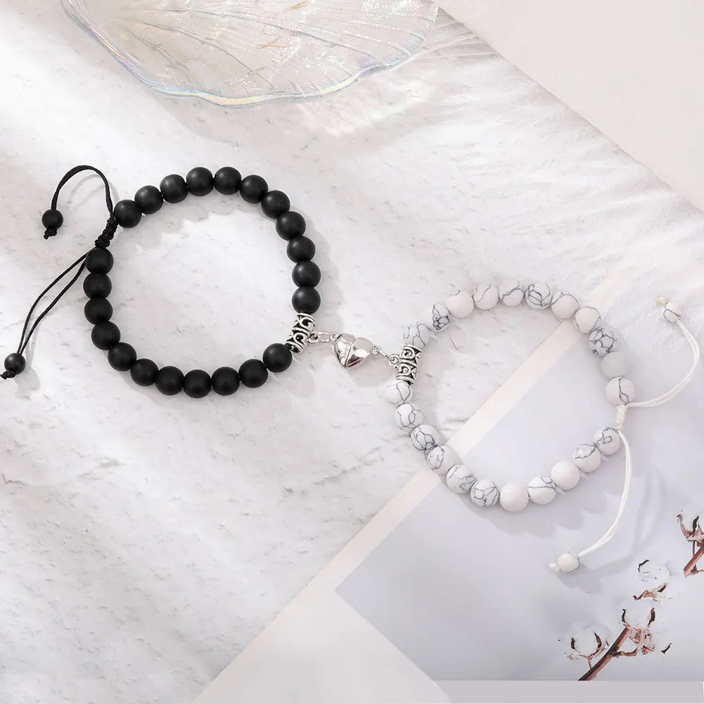 Magnet Paar Armbänder für Frau Männer Romantische Herz Passenden Liebhaber Naturstein Perlen Yoga Armband Valentinstag Geschenk Schmuck – Detail 5