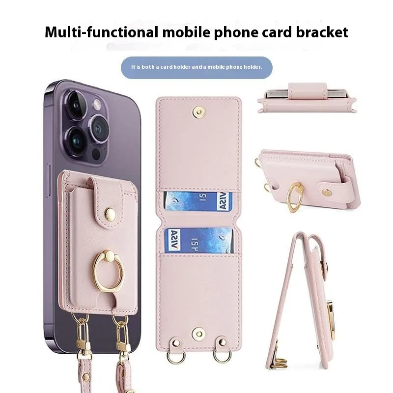 

Multifunctional Mobile Phone Holder Sticker Card Bag Self-Adhesive Phone Back-attached Wallet Strap Rope Shoulder Strap Lanyard