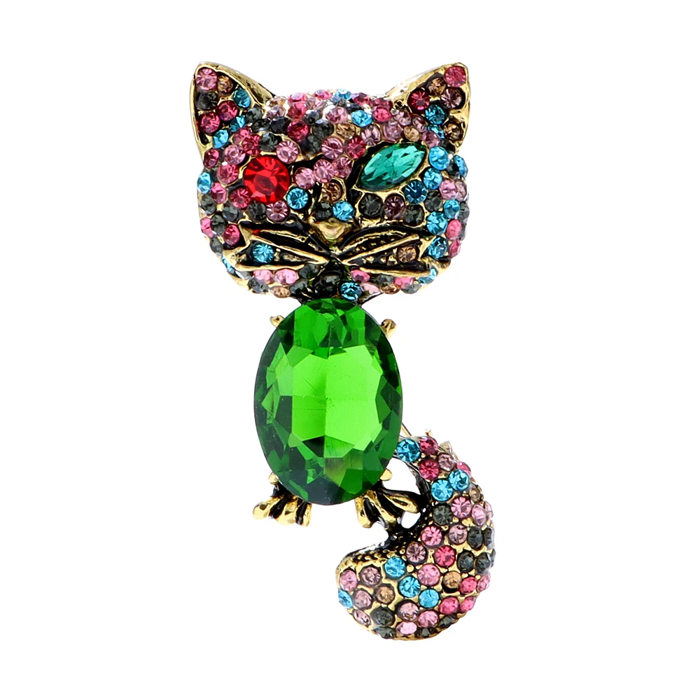 CINDY XIANG Rhinestone And Crystal Winking Cat Brooch Vintage Animal Pin 4 Colors Available Winter Fashion Jewelry New Year 2023