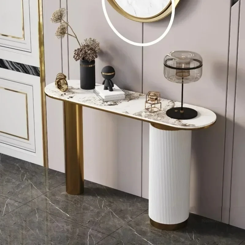 Luxury Slate Console Table Modern Nordic Hotel Home Furniture Living Room Table End View Entry Wall Console Tables a