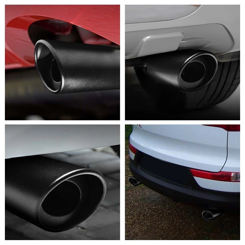 Car Exhaust Muffler Tip Aluminum Alloy Car Oval Rear Exhaust Black Tail Pipe Muffler Rear Exhaust Pipe Car Modification Parts