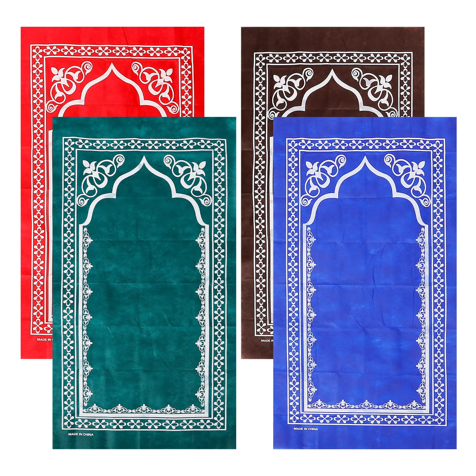 

4Pcs Polyester Prayer Mats Muslim Travel Mat Lightweight Portable Eid Festival Islamic Decorative Prayer Carpet Non-Skid Rug