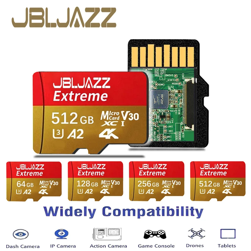 High Speed Micro TF SD Card 512GB 256GB 128GB 64GB Class 10 U3 V30 Memory Flash Cards for Xiaomi Phone Camera PC