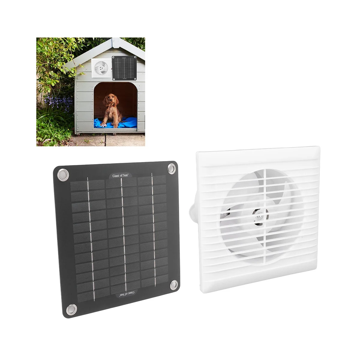 Solar Fan for Greenhouse - 50W Solar Panel + 10 Inch Solar for Shed, Chicken Coop, Greenhouse, Dog House