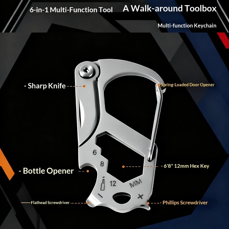 Foldable Key and Knife Express Delivery Unpacking Tool Outdoor Home mini Creative EDC Tool Hiking Buckle Pocket Knife