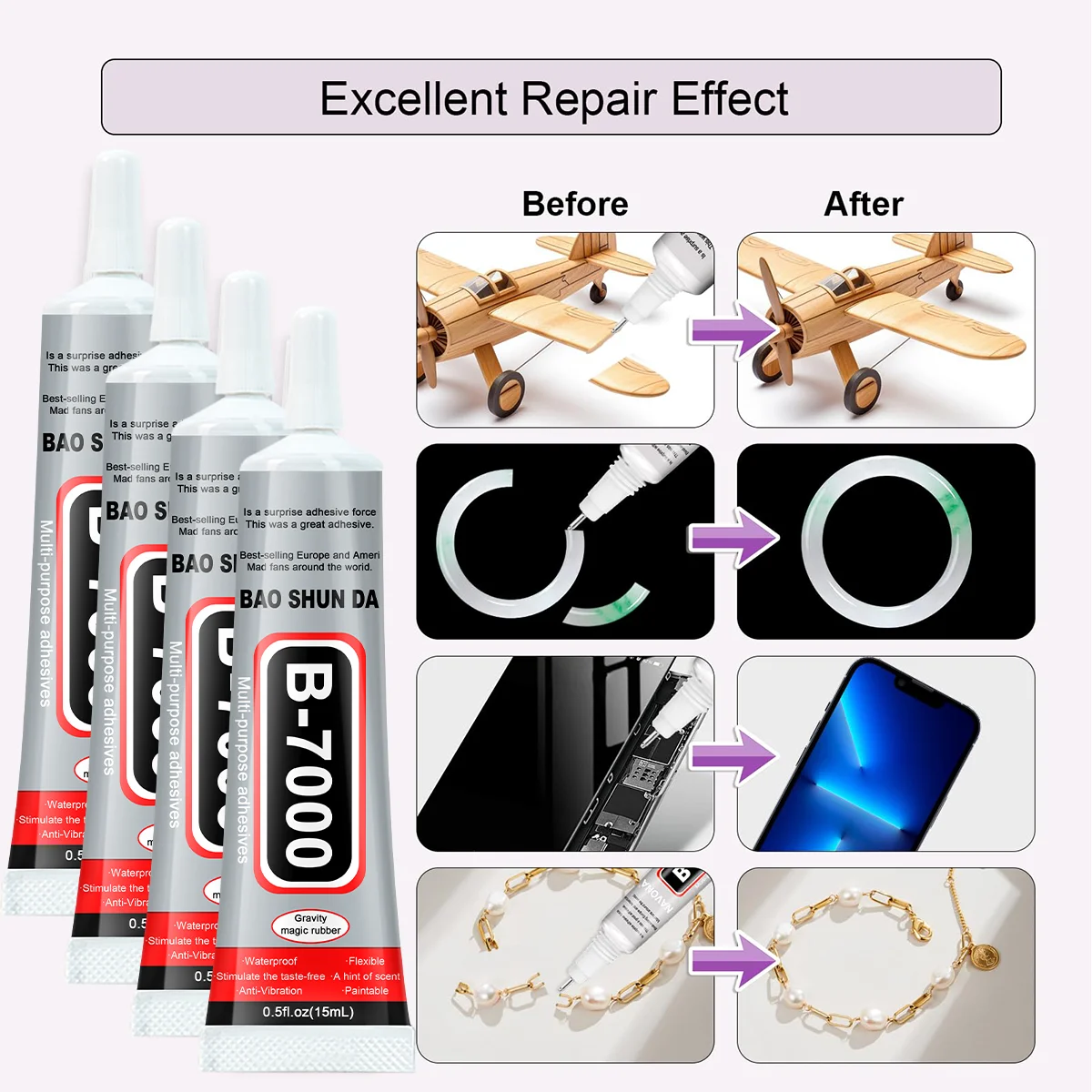 Cola de precisão B7000, cola transparente para reparação de telemóveis com ecrã tátil líquido B7000, joalharia, artesanato, tecidos, calçado, adesivo, com ponta de precisão, adesivo multiusos B7000 para bricolagem