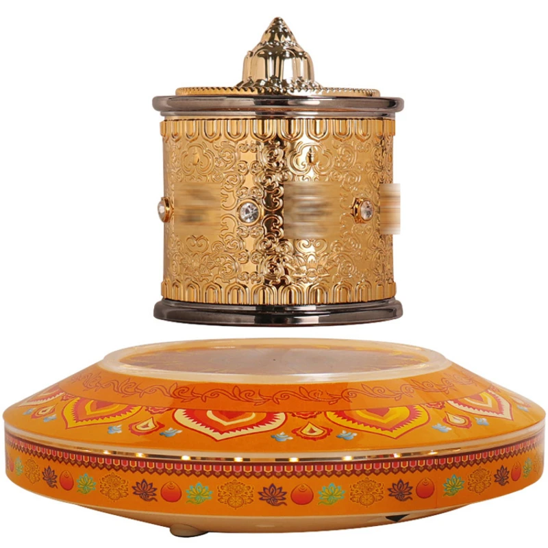 Tibetan style magnetic levitation gold wheel ornaments for household electric ethnic style home decoration