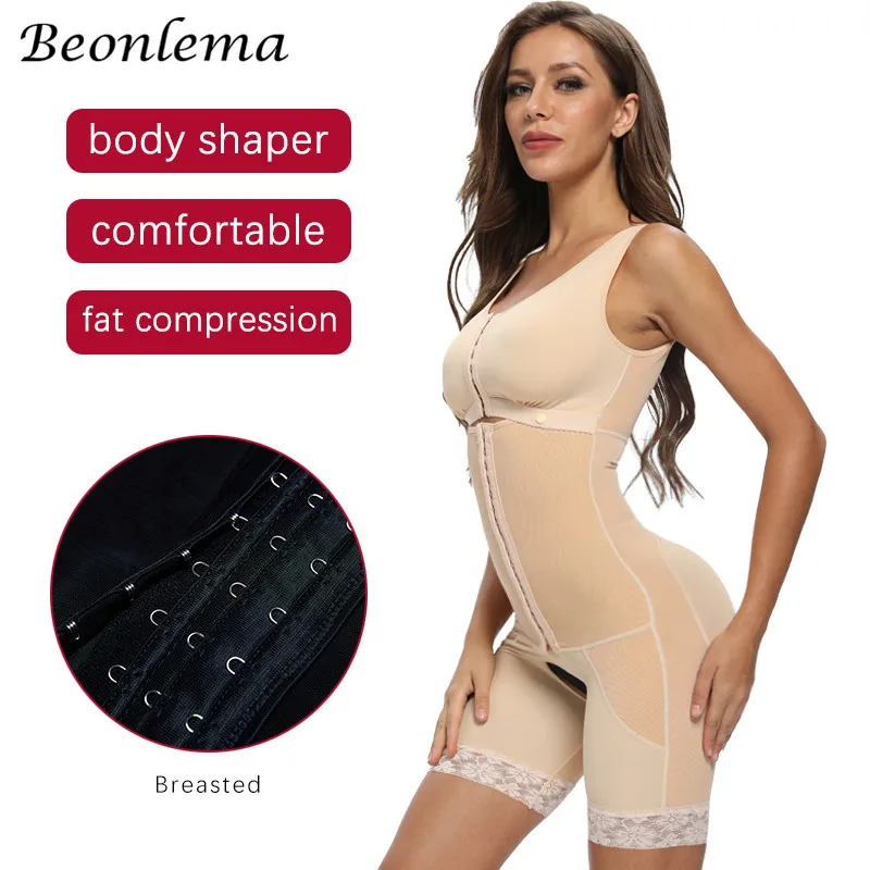 Fajas Colombian Girdles Reducing And Shaper High Belly Abdomen Control Shapewear Plus Size Bodysuit With Cups Can Be Opened