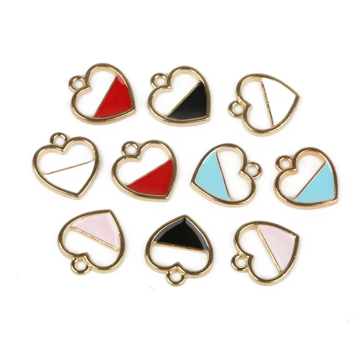 

10pcs 15x16mm Enamel Small Cute Heart Charms Pendant DIY Jewelry Making Accessories Findings for Bracelet Earrings Keychains