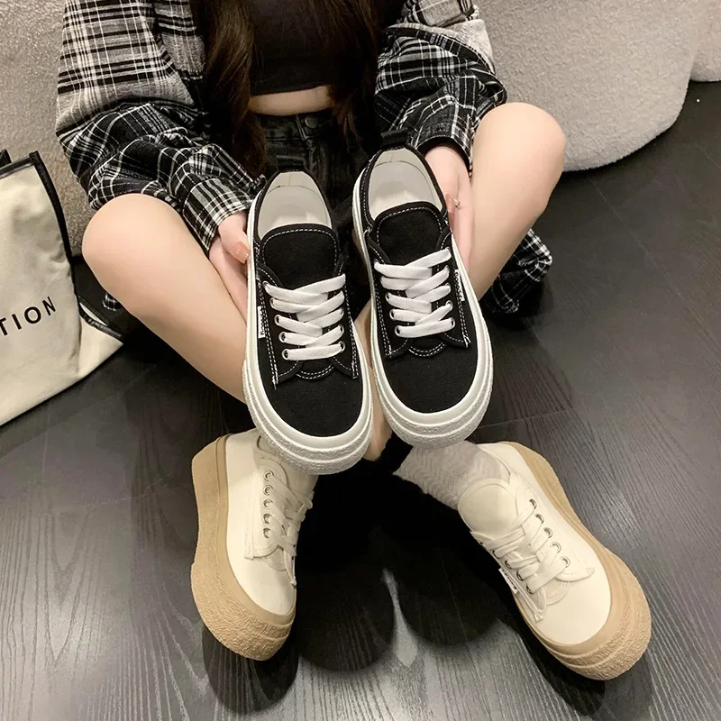 2024 Women\'s Thick Sole Sponge Cake Canvas Shoes with Small White Shoes and Platform, Casual Sneakers sneakers