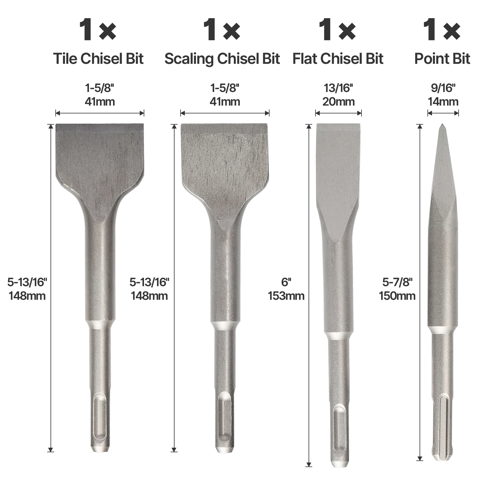 HEDA SDS PLUS Handle Electric Hammer Masonry Point Slot Elat Chisel Drill Bit Accessories for Tile Cement Concrete