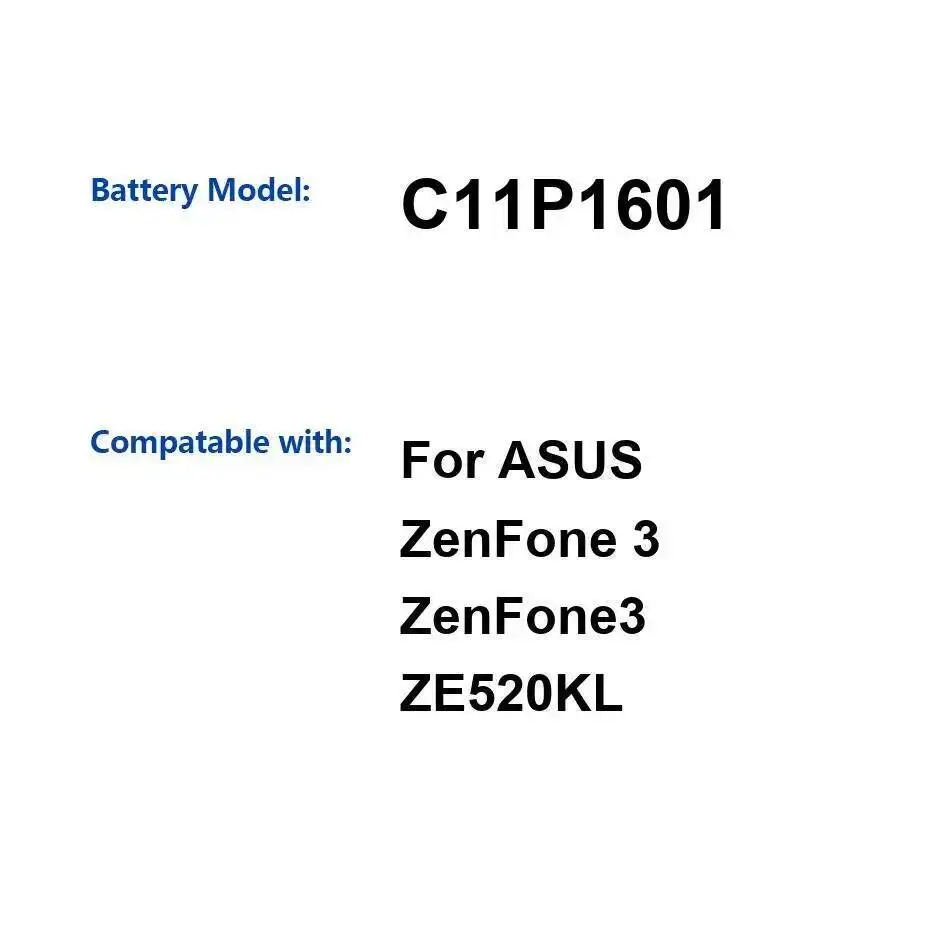 

Долговечная батарея для мобильного телефона C11P1601, 2650 мАч, экологически чистая для Asus Zenfone 3 Zenfone3 ZE520KL