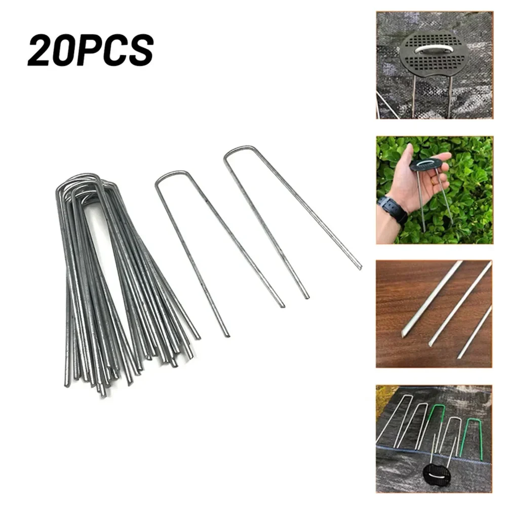 

Ground Nail U Tent Pegs 20× Accessory Good 2.5x30x150mm Easy To Installation Silver 15cm Hooks 20pcs Practical