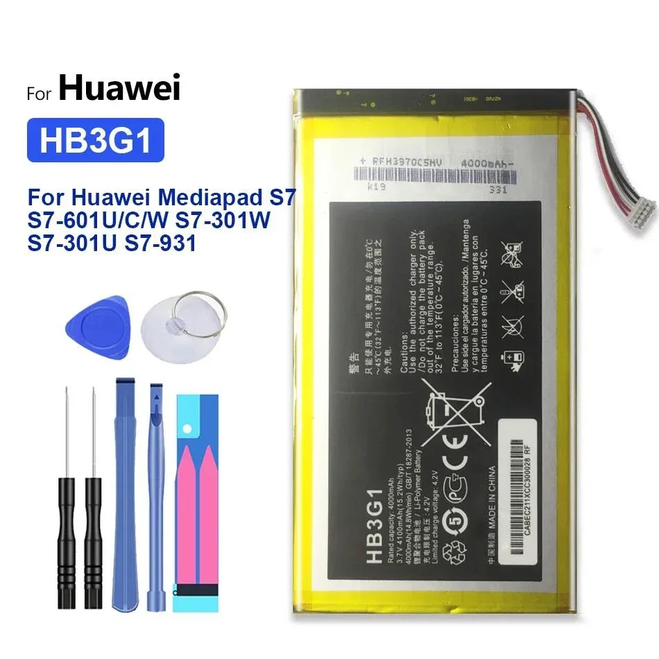 4100mAh Tablet Battery for Huawei Mediapad S7, S7-601U/C/W, S7-301W/U, S7-931