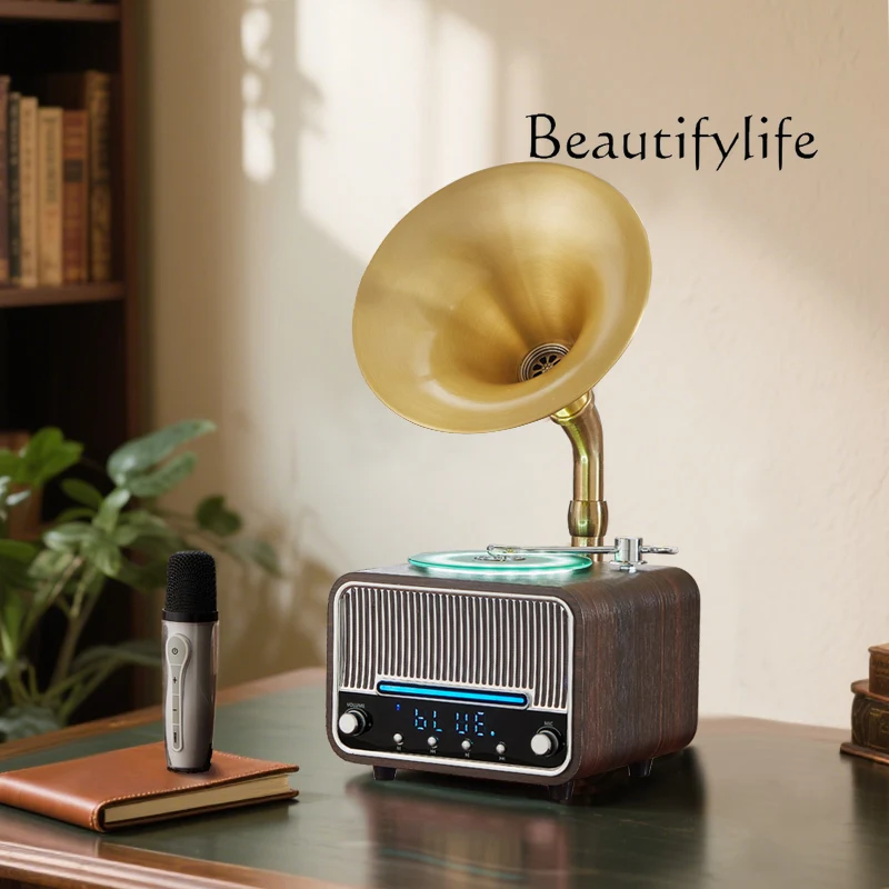 Du Huanshi Gramophone Shape Mini Multifunctional Bluetooth Audio Family Karaoke All-in-One Wireless Speaker Gift