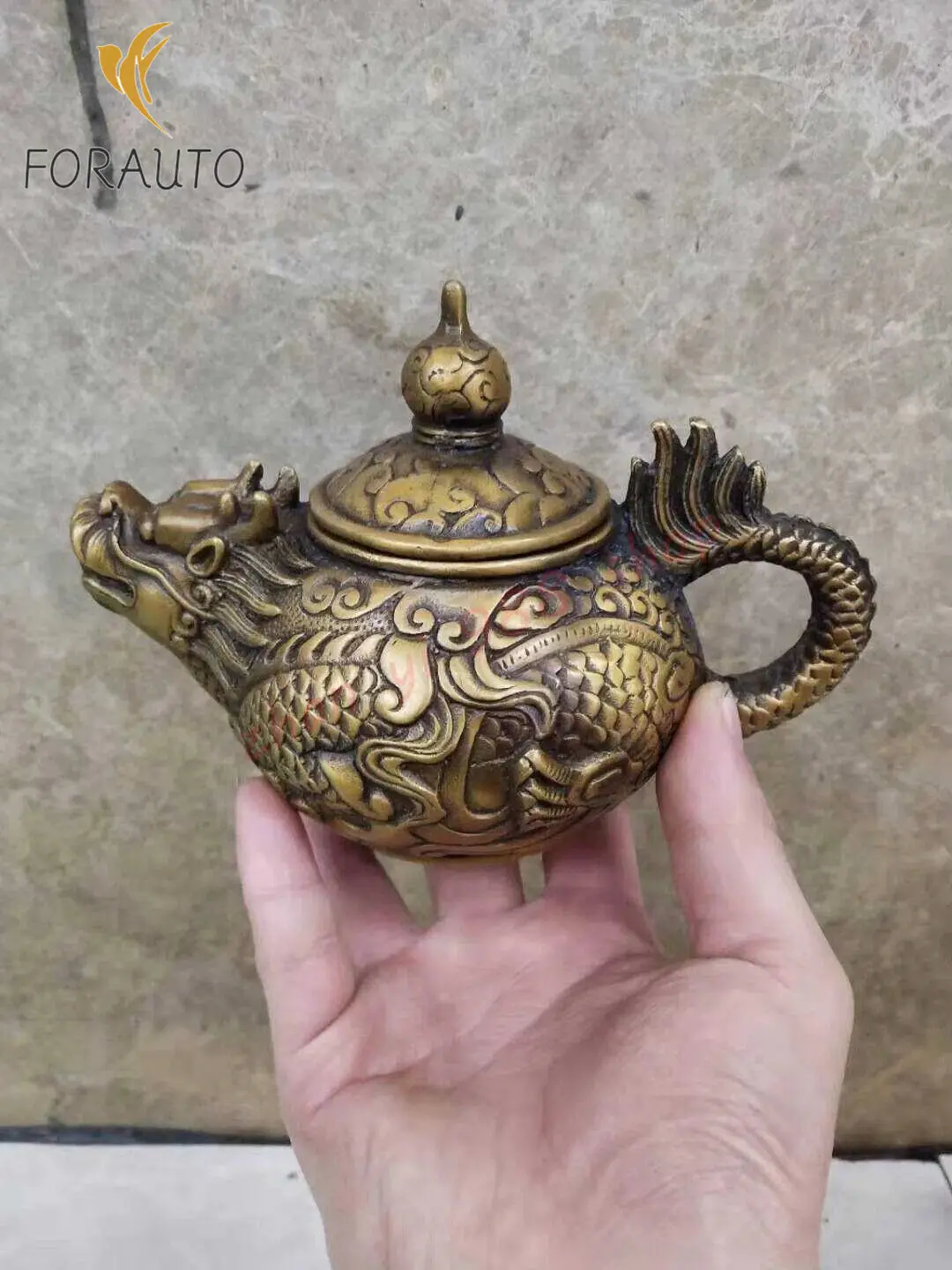 

Винный горшок из чистой меди с головой дракона, старомодные украшения ручной работы, талисманы