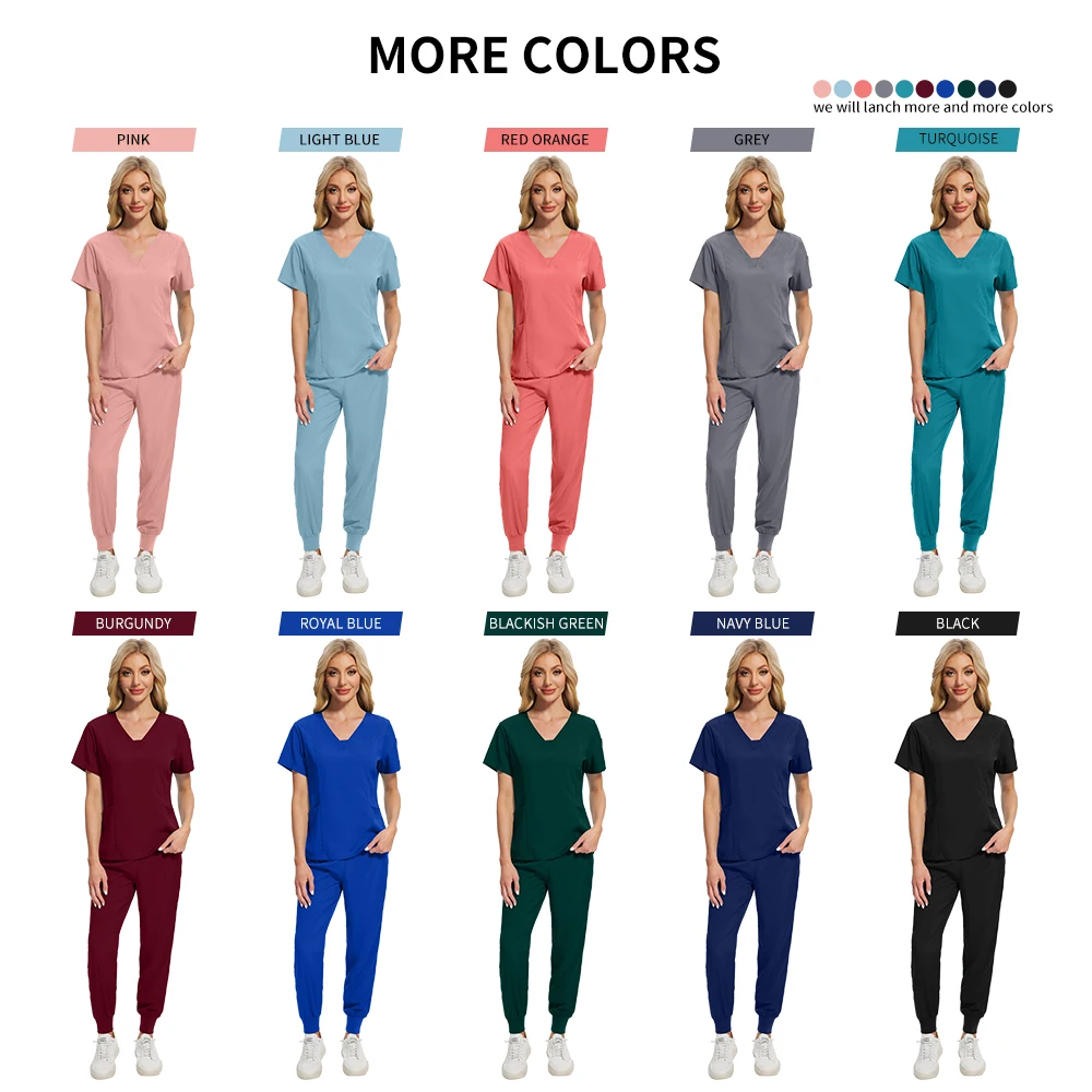 Multicolor Scrub Uniform Short Sleeve Tops+Pant Suits Nursing Uniform Women Pet Clinic Doctor Scrub Set Medical Surgery Workwear