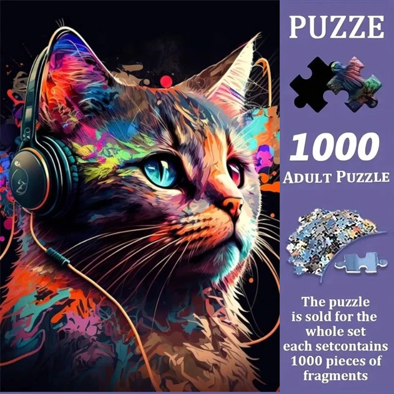 

Пазл-головоломка с изображением кошки, 500/1000 деталей, развивающая игрушка для детей, детские игры, рождественский подарок