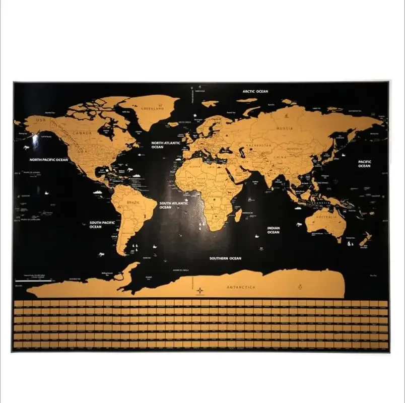 Erase World Travel Map Scratch Off World Map Travel Scratch For Map 42*30cm Room Home Office Decoration Wall Stickers