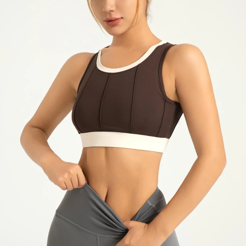

MIML Top Gym Clothes Women Yoga Bra Vertical Pattern Color Fixed Shock-proof Sports Underwear Women Sporty Woman Clothing New
