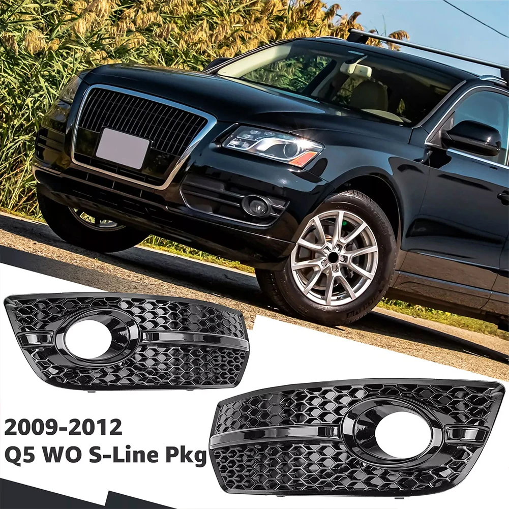 

2Pcs Car Front Bumper Fog Lights Grille Grill Cover Lamp Protector Compatible With 2009-2012 Q5 Standard Bumper Model